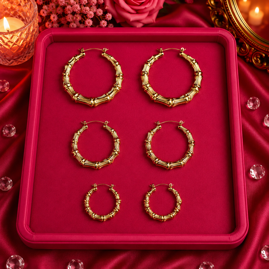 Bamboo Hoop Trio Earring