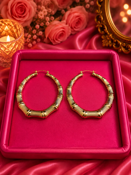 Bamboo Link Hoop Earrings