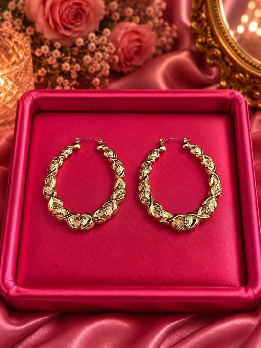 Textured Oval Hoop Earrings