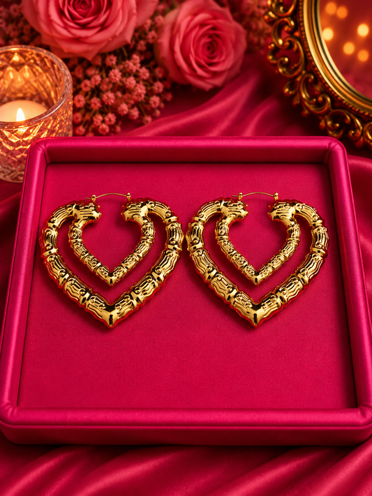 Double Heart Fashion Hoops